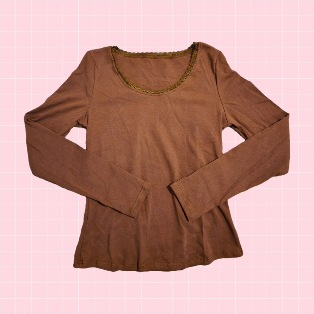 Brown Long Sleeve Women's Top